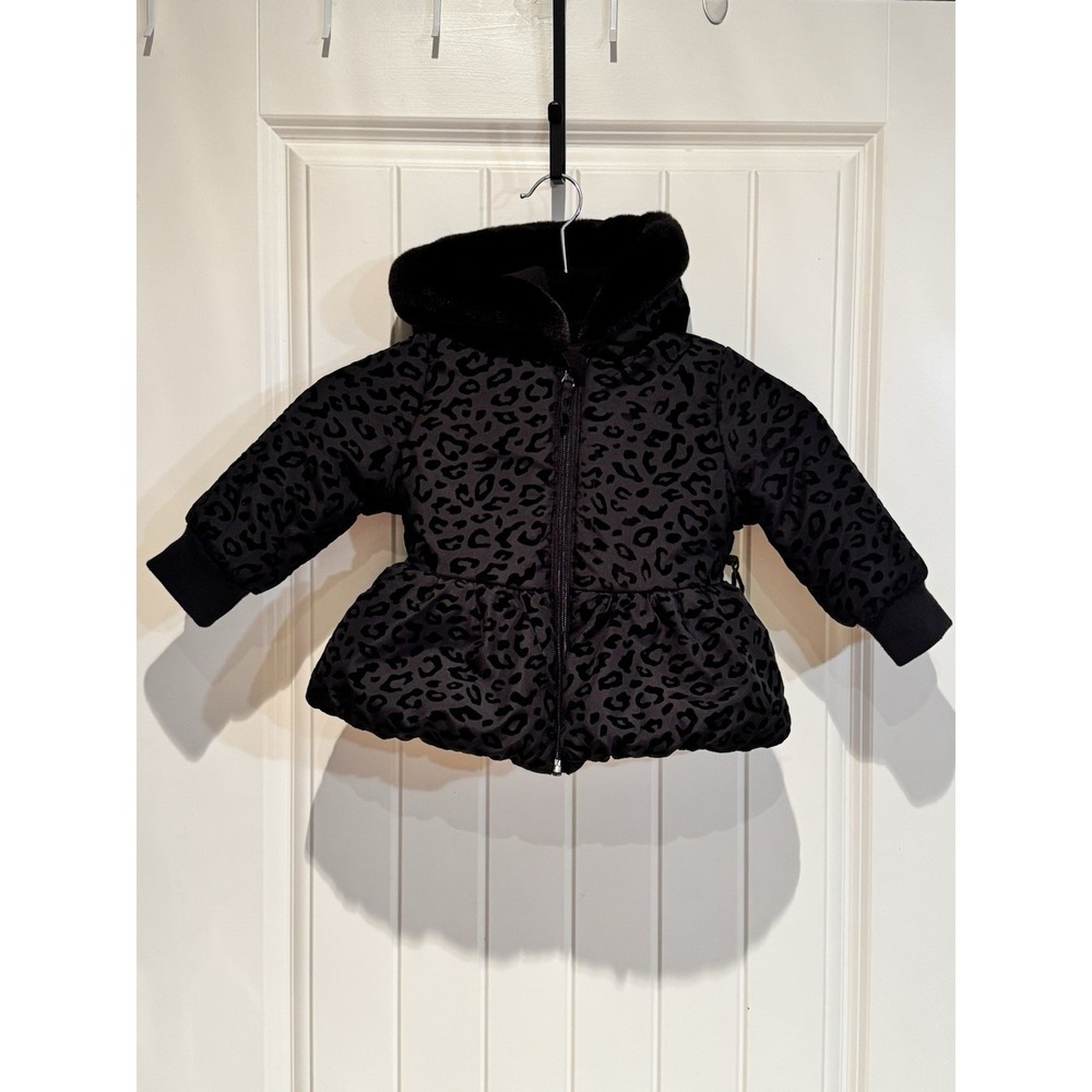 Rothschild Girls‎ Black On Black Cheetah Print Heavy Winter Coat Size 18 Months